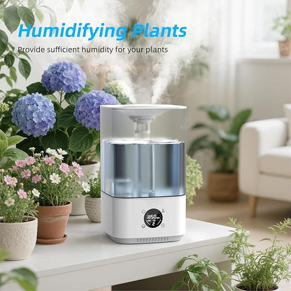 6L Humidifier for Bedroom Large Room Home, 800ft² Wide Coverage, 26dB Quiet,Easy Top Fill, Quickly & Evenly Humidify, Real-Time Humidity Monitoring and Anti-dry Burn, White