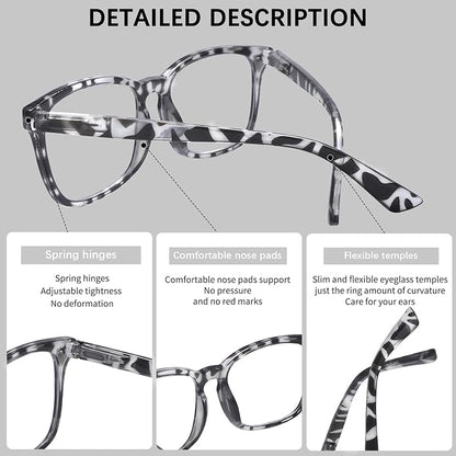 VIDEBLA 5 Pack Blue Light Blocking Reading Glasses,Spring Hinge Readers for Women Men,Anti UV Ray Filter Nerd Eyeglasses