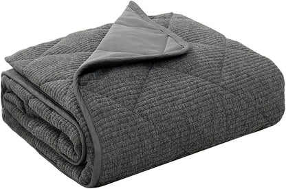 ZonLi 20lbs Weighted Blanket for Adults Sleeping, Double-Sided All Season Reversible 75D Cooling Mesh & Warm Ribbed Microfiber, 48"x72" Grey, Machine Washable