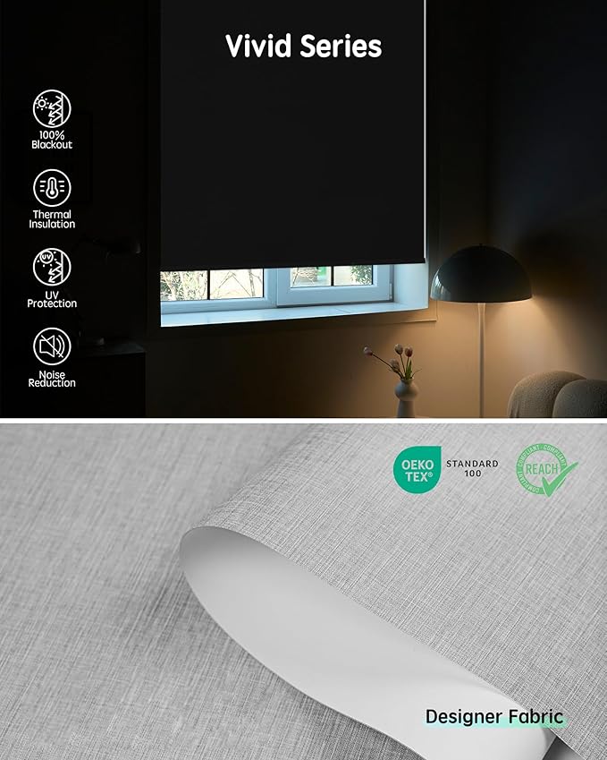Yoolax Motorized Blinds with Remote, Smart Blinds for Windows Blackout Automatic Shades Compatible with Alexa Remote Control Roller Window Shades with Valance, Custom Size (V-Foggy White)