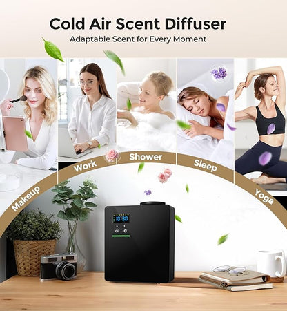 Waterless Essential Oil Diffuser 5000 Sq.Ft Coverage for Home Hotel Office, 200ml Cold Air Scent Machine for HVAC, Bluetooth App Control, Quiet No-Heat Aroma Diffuser