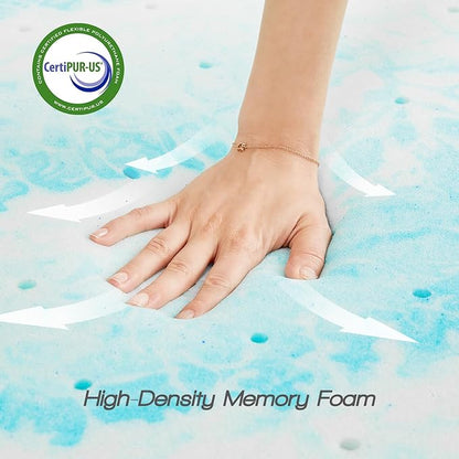 Sweetcrispy Mattress Topper Twin,3 Inch Thick Memory Foam Gel Infused Cooling Toppers Pad for Twin Size Bed, Sleeper Sofa, RV, Camper, CertiPUR US Certified, Ventilated and Breathable, Blue