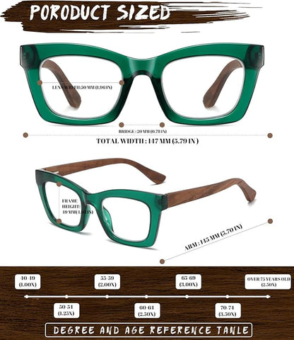 Hubeye Oprah Style Reading Glasses for Women Men Blue Light Blocking Computer Square Readers with Spring Hinge