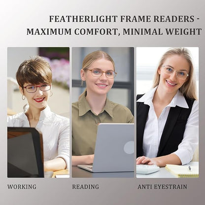 AQWANO 3.0 Reading Glasses Men Women Computer Blue Light Blocking, 3 Pack Lightweight TR90 Flexible Frame Comfort Durable Readers Glasses