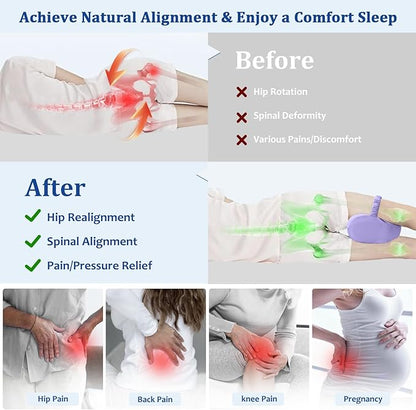 KingPavonini Cooling Knee Pillow for Side Sleepers Hip Pain, Memory Foam Leg Pillow for Side Sleeping with Strap, Ergonomic Hip Pillow for Spine Aligning, Back Pain, Knee Pain, Sciatica, Pregnancy