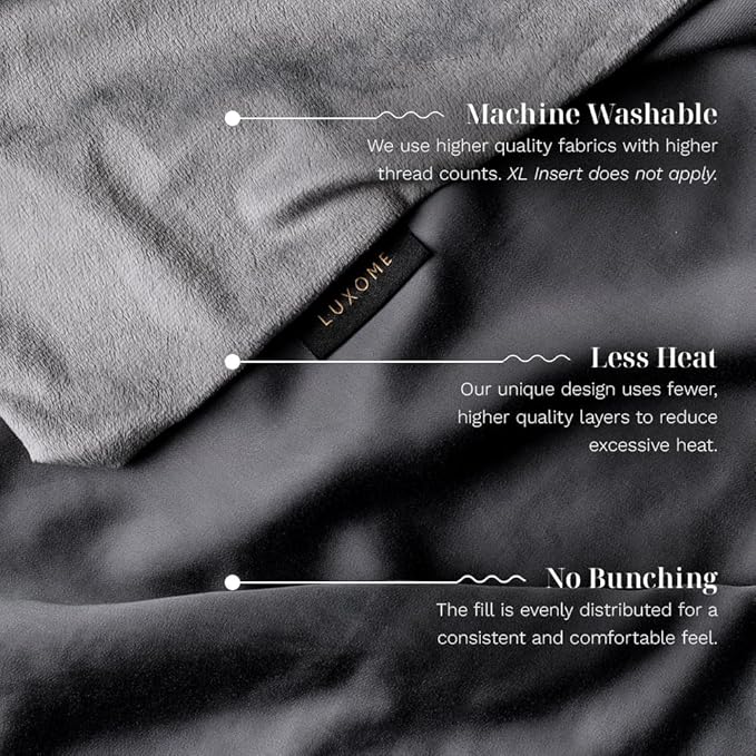 LUXOME Premium 15lb Weighted Blanket | Includes Cool & Cozy Removable Cover | Full Size | 54"x72" | Grey