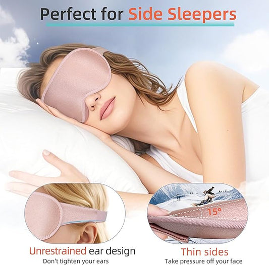 Side Sleeper Eye Mask, Blackout Eye Mask Sleeping, 3D Sleep Mask for Side Sleeper for Women Men,Eye Masks for Sleeping,Pink