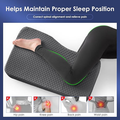 Leg Pillow for Side Sleepers, Memory Foam Knee Pillow for Side Sleeping, Leg Elevation Pillow for Hip/Back/Sciatica Pain Relief Helps Spine Alignment -18"x30" (4 INCHES) (Grey, L)