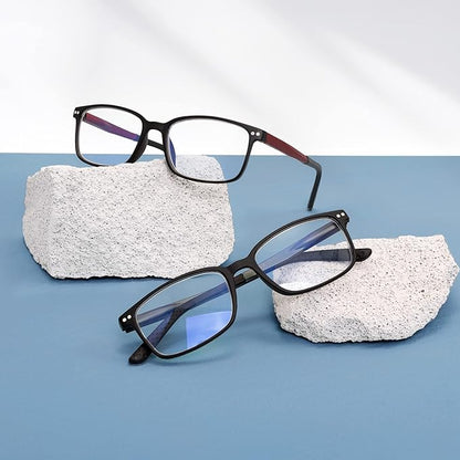 EASY READ 2 Pairs Sporty Style Reading Glasses for Men，Rectangular TR90 Blue Light Blocking Readers with Spring Hinge