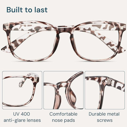 Blue Light Blocking Glasses - Fashion Square Eyeglasses, Anti UV Ray Computer Gaming Glasses Blue Blockers for Women/Men