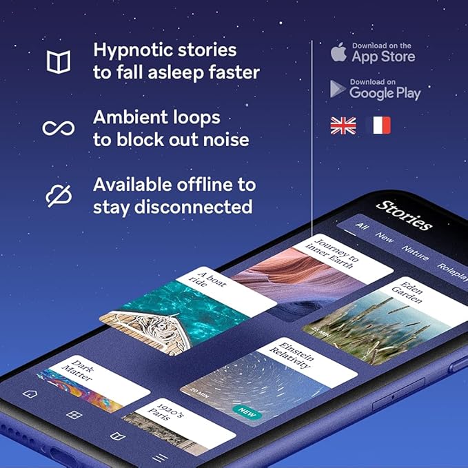 Hoom HoomBand | Bluetooth Sleep Headphones | Headband for Sleep, Travel, Meditation | Free Access to Hypnotic Stories and Sounds created by Sleep Experts | Charging Cable Included