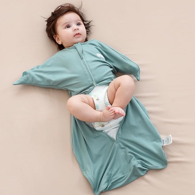 PuppyPaws Baby Sleep Sack, Transition Swaddle, Sleep Sack 3-6 Months, Wearable Blanket Baby with 2-Way Zipper, Swaddles for Newborns Summer, 95% Rayon derived from Bamboo, 5% Spandex