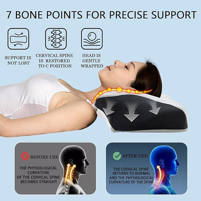 Pillows for Sleep Apnea, Hollow Design Odorless Orthopedic Cervical Pillow, Memory Foam Pillow for Neck, Neck Support Pillows for Sleeping, Neck Elevation Design(Grey)