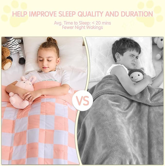 yescool Pink Checkered Weighted Blanket 5 Pounds Plaid Weighted Throw Blanket, Heavy Blanket for Sleeping, Tartan Bed Throw Blanket Gift for 40-60lbs, 36"x48"