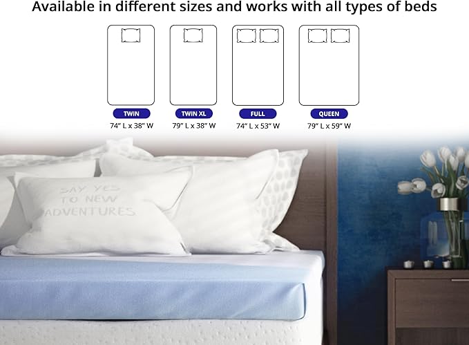 Roost Sleep Cool Cloud 3 Inch Gel Memory Foam Queen Mattress Topper – Cooling Bed Topper for Back Pain and Pressure Relief, Removable Washable Cover, Ventilated Design, Fits Queen Beds