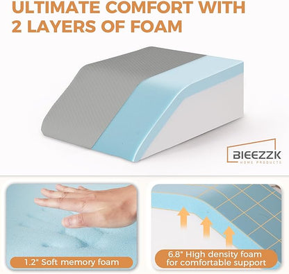 Leg Pillow Elevation Blood Circulation, Leg Elevating Pillows for After Surgery, Sleeping, Memory Foam Wedge Pillow for Legs Swelling, Foot Knee Pillow for Back Pain, 23.6×16.8×8in, Grey