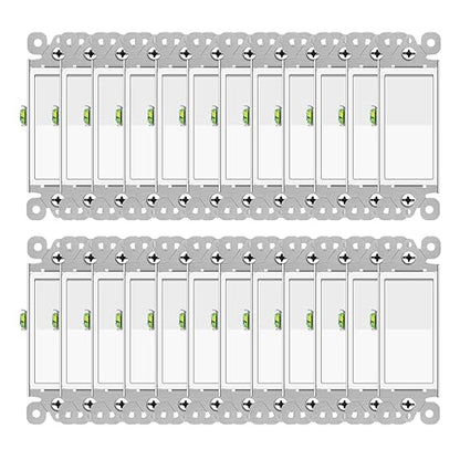 GreenCycle Three Way Switch White,24 Pack 3 Way Rocker Light Switch 15A 120/277V, On/Off Rocker Paddle Interrupter, Residential/Commercial Grade,Home & Office,UL/CUL, White