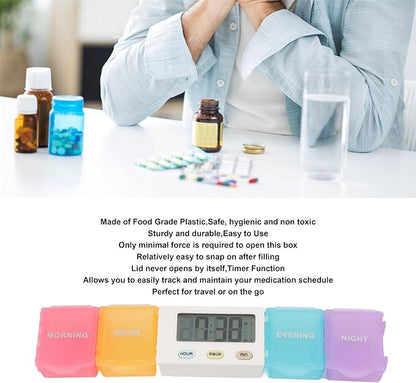 Automatic Pill Dispenser, Medicine Organizer with Timer Reminder Alarm, Portable Large Capacity Pill Organizer for Home, Office (4 Compartment (36x14x15cm/14.2x5.5x5.9in))