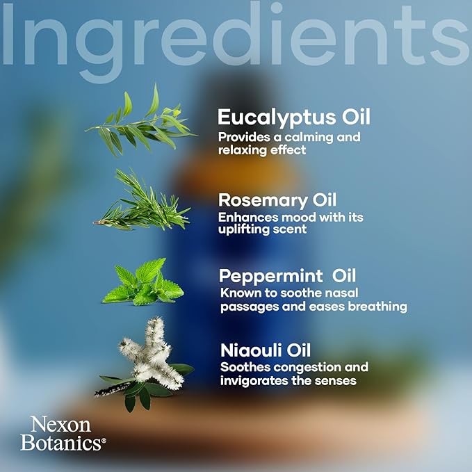 Breathe Essential Oil Blend 30 ml - Breath Sinus Relief with Menthol Oils - for Humidifiers, Diffusers, and Aromatherapy - Nexon Botanics (Pack of 2)