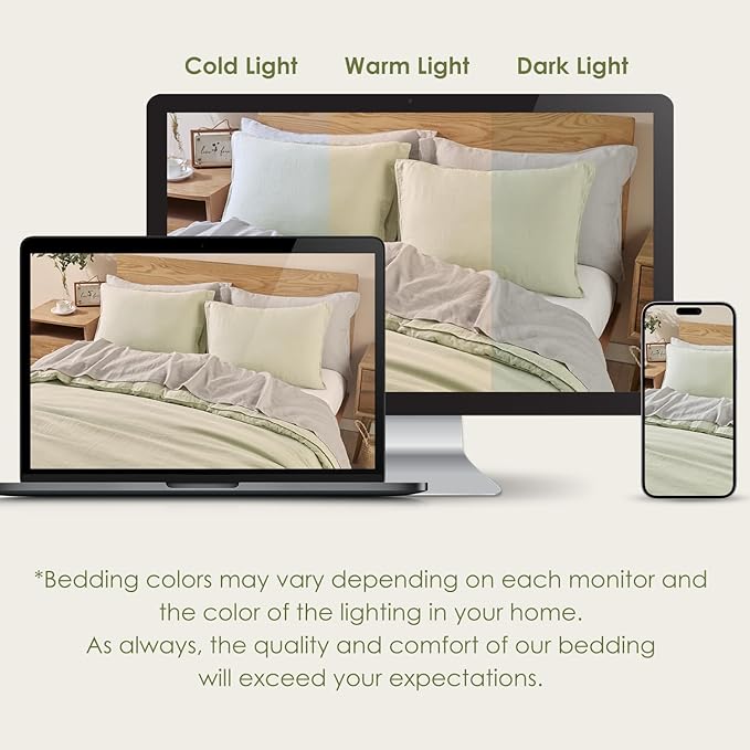DAPU 100% Linen Duvet Cover Set - Pure Natural French Flax Linen with Corner Ties and Zipper Closure Soft Breathable Durable for Hot Sleepers 1 Duvet Cover 2 Pillowcases (Sage Green, King)