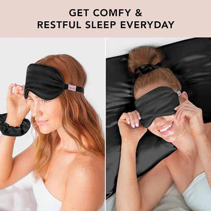 Kitsch Weighted Satin Sleep Mask - Weighted Eye Masks for Sleep and Travel - Lavender Ultra-Soft Sleeping Eye Mask for Women and Men - Light Blocking, Adjustable Strap, (4.1oz/116g)