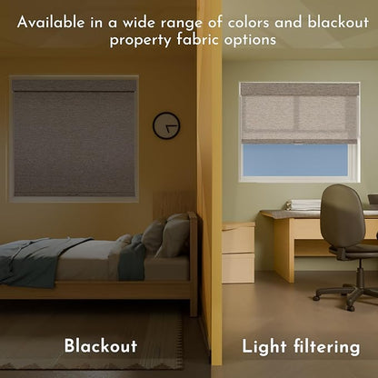 Persilux Blackout Roller Shades for Window Blinds,Cordless,Linen Fabric,Thermal Insulated Fabric UV Protection Shades for Home,Office,Bedroom,Door,Blackout-Light Brown,37" W X 72" H