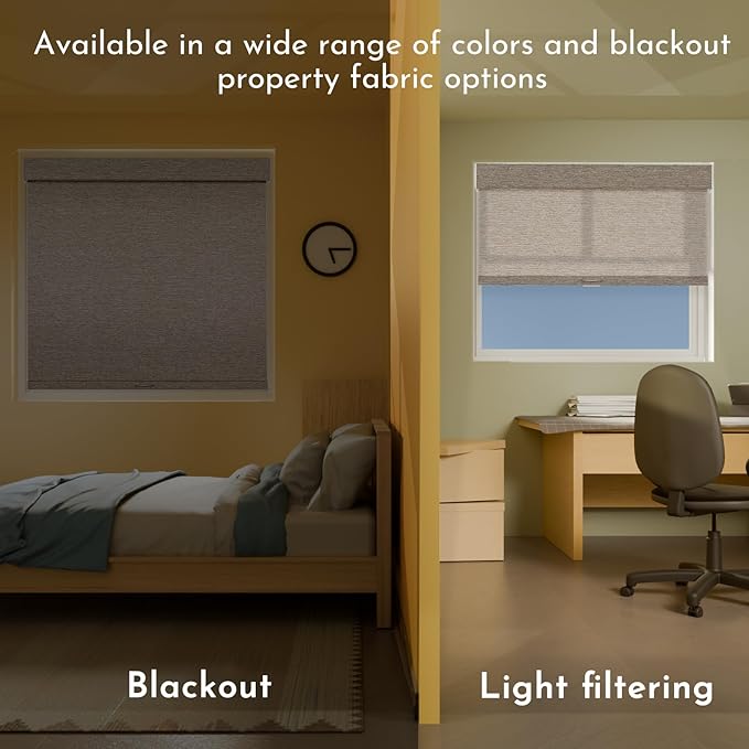 Persilux Light Filtering Roller Shades for Window Blinds,Cordless,Linen Fabric,Thermal Insulated Fabric UV Protection Shades for Home,Office,Bedroom,Door,Light Filtering-Light Brown,30" W X 72" H