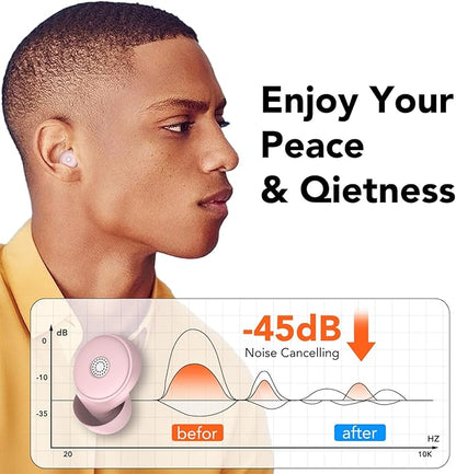 Ear Plugs for Sleeping Noise Cancelling, 45dB Soft Earplugs for Concert, Reusable Ear Plugs for Noise Reduction with Case & 8 Eartips, for Sleeping, Concert, Working, Studying, Traveling (Pink)