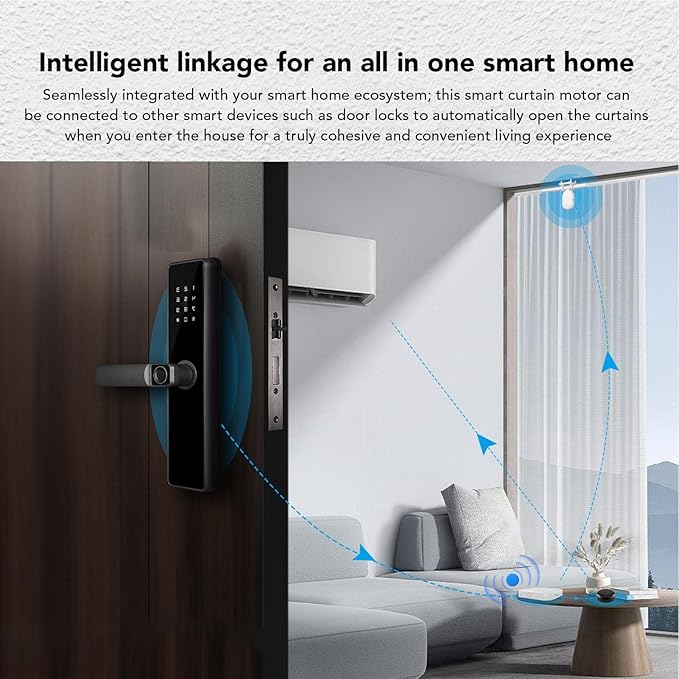 Smart Curtain Opener, Automatic Electric Curtain Robot Opener with App Control for Roman Rod Tracks Timer Light Sensor