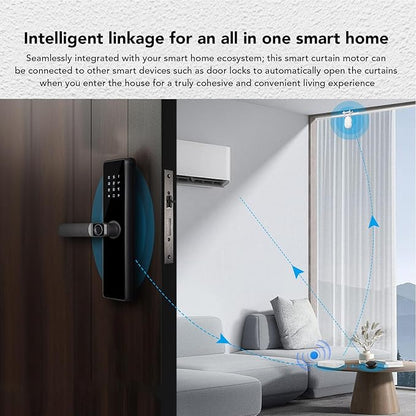Smart Curtain Opener, Automatic Electric Curtain Robot Opener with App Control for Roman Rod Tracks Timer Light Sensor