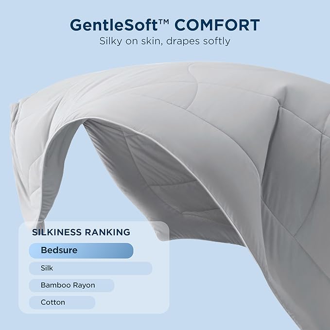 Bedsure Cooling Comforter King Size - GentleSoft Moisture Wicking Cooling Blanket for Hot Sleepers, Breathable Lightweight Duvet Insert, Dual-Sided Summer Blanket, Gray, 102x90 Inches