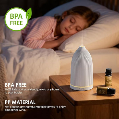 SALKING Essential Oil Diffuser, 100ml Aromatherapy Diffusers with Adjustable Mist Mode Timer Setting, Ultrasonic Diffusers for Essential Oils, 8 LED Colors, for Office Home (White)