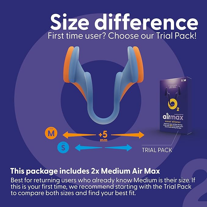 AIRMAX Nasal dilators for Sleeping - 76% More Airflow - Anti snoring Devices - Breathe Freely Through The Nose - Sinus Relief, Relief and snoring Solution - 2X Medium Orange - 6 Month Relief