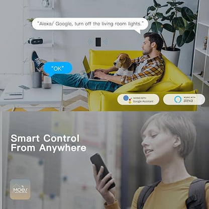 MOES 2nd Generation WiFi Smart Light Switch, Wall Switch 2.4GHz, Neutral Wire Required, Smart Life APP Remote Control, Compatible with Alexa, No Hub Required, Black 1 Gang