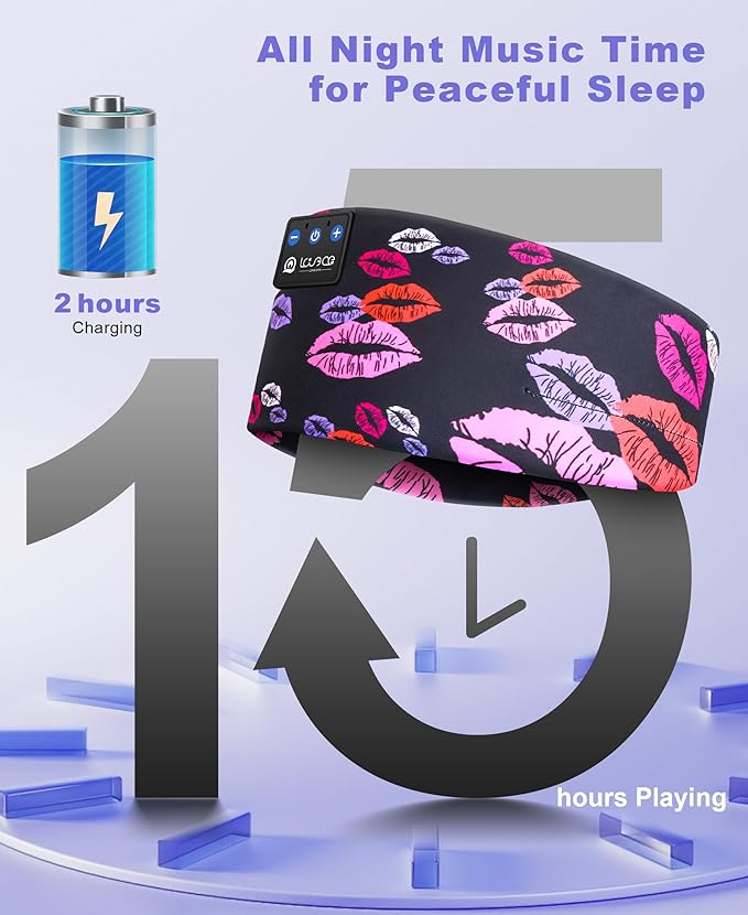 LOVE EYE Sleep Headphones Wireless Headband Headphones Bluetooth 5.4 for Side Sleeper Bluetooth Headband Earphones for Sports for tech Gadgets Gifts