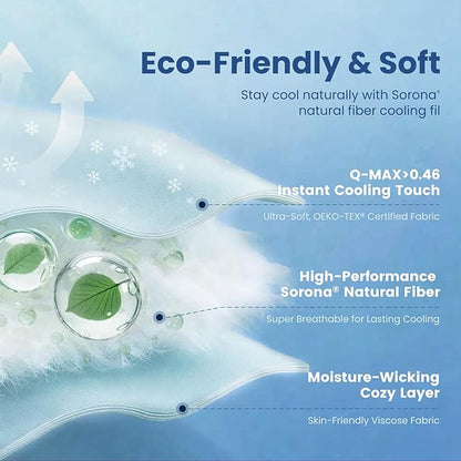 Cozy Bliss x Sorona® Viscose Natural Fiber Cooling Comforter King Size, Reversible Silky Smooth Cooling Blanket with Q-Max＞0.45 for Hot Sleepers & Night Sweats, Ivory White, 106"x90"