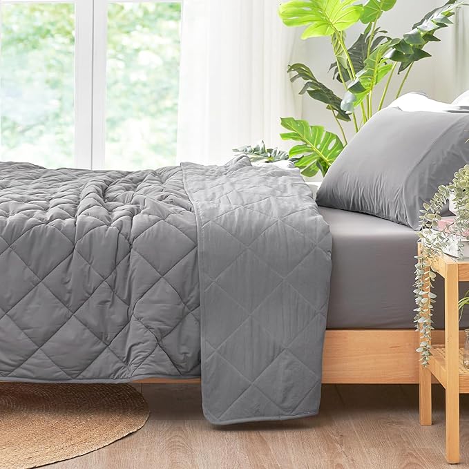 Cozy Bliss Cooling Blanket for Hot Sleepers King Size, Q-Max 0.45 Cooling Comfort, Cold Blankets for Night Sweats Sleeping, Ultra-Cool Lightweight Breathable Blanket for Bed, Glacial Grey