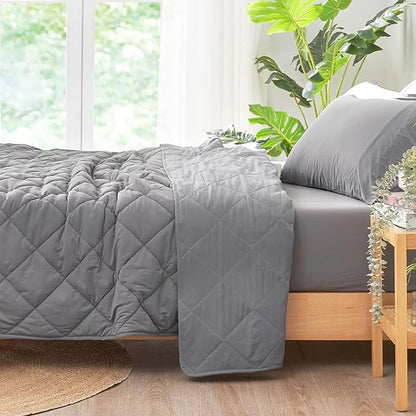 Cozy Bliss Cooling Blanket for Hot Sleepers Twin Size, Q-Max 0.45 Cooling Comfort Throw, Cold Blankets for Night Sweats Sleeping, Ultra-Cool Lightweight Breathable Summer Blanket for Bed, Grey