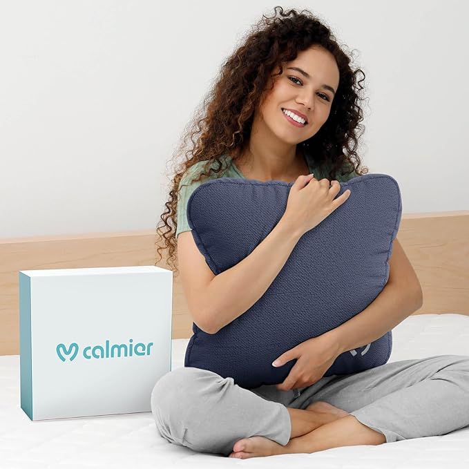 Calmier - 9 lb Sensory Weighted Pillow - Glass Bead Filled Hug Pillow - Ultra Plush Cozy Weight Sensory Pillows for Adults and Kids - Weighted Lap Pad (Blue- Fleece, 9 LBS)
