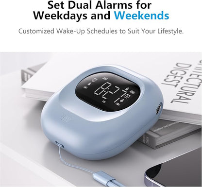 Vibrating Alarm Clock for Heavy Sleepers, Battery Operated Rechargeable Bed Shaker Under Pillow, Wireless,Vibration Adjustable,Wireless, Dual Alarms, Travel Portable Digital Clock for Hearing-impaired