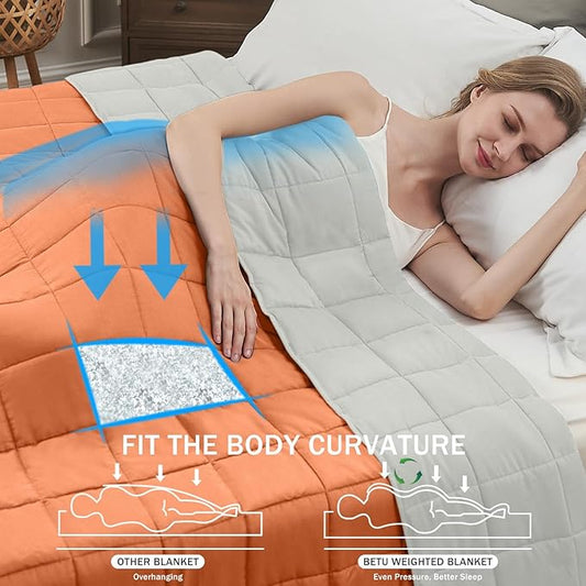Weighted Blanket for Adults 20lbs, 48"x72" Twin Size Cooling Heavy Blanket for 130-220lbs with Premium Glass Beads, Soft Thick Big Blankets for All-Season Sleeping Comfort Breathable, Orange