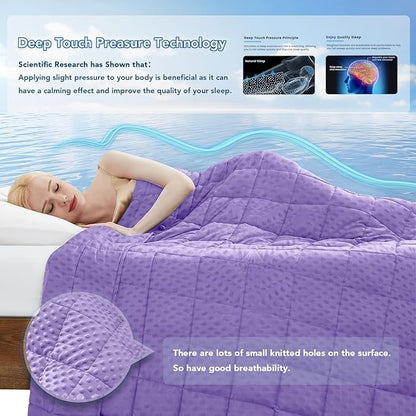 Topcee Weighted Blanket for Adults (15lbs 48"x72"), Minky Dots Heavy Blanket for Woman, Man Sleeping, Soft, Cozy and Cooling Weighted Throw Blankets, Machine Washable, Purple