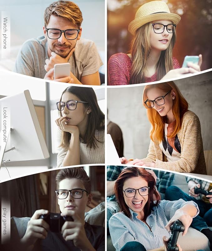 MEETSUN 3-Pack Blue Light Blocking Glasses, Anti Eye Strain Headache (Sleep Better), Computer Glasses UV400 Lens (Black + Clear + Matte Black Frame/Grey Lens)