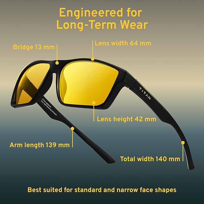 Titan Gaming Glasses, Blue Light Blocking, Night Driving Glasses for Men, Computer Protection Christmas Gift for Gamers
