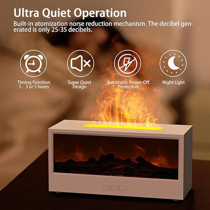 Fireplace Flame Diffuser, 150ml Desktop Intelligent Ultrasonic Essential Oil Diffuser, 7-Color Flame Simulation Firewood Diffuser, Remote Control, Timer & Auto-Off for Home, Room (Black)