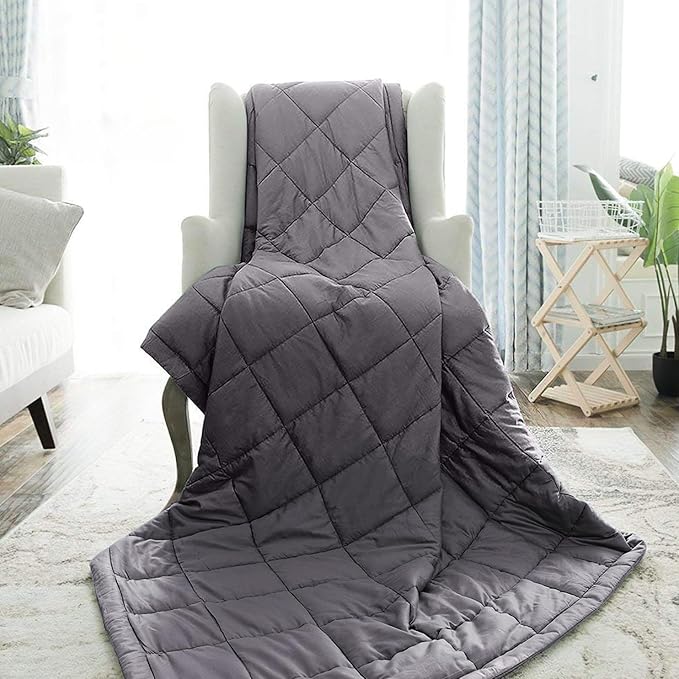 Royal Therapy Weighted Blanket - Heavy 100% Cotton Blankets with Premium Glass Beads (60''x80'' 20lbs, Royal Grey), Suitable for One Person (~200lb) - Use on Queen/King Bed