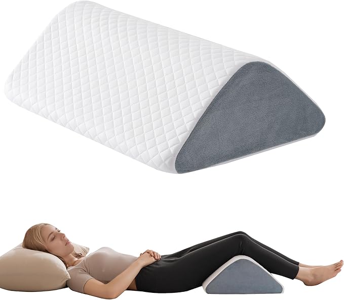 Knee Wedge Pillow 6.3'' for Post-Surgery Recovery-Leg Elevation Support for Sleep Position, Alleviating Lower Back & Hip Pain Enhancing Circulation in Ankles Legs Triangle Pillow with Removable Cover
