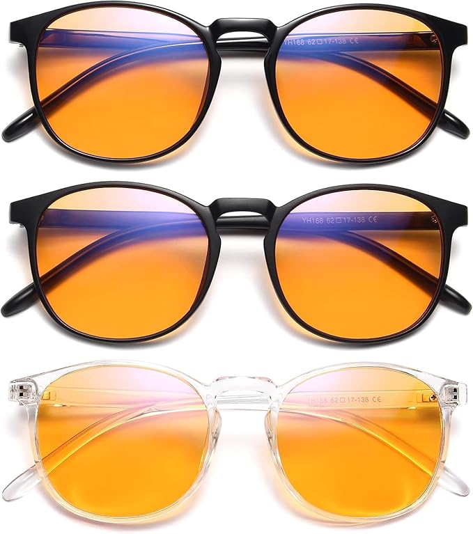 IBOANN Chic & Comfy Blue Light Glasses for Women - 3-Pack Round Frames, Screen-Ready Style with UV Protection Coating