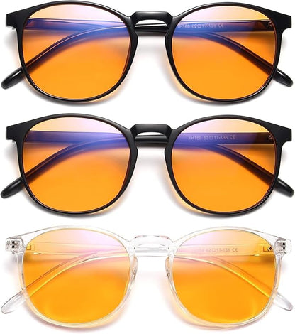IBOANN Chic & Comfy Blue Light Glasses for Women - 3-Pack Round Frames, Screen-Ready Style with UV Protection Coating