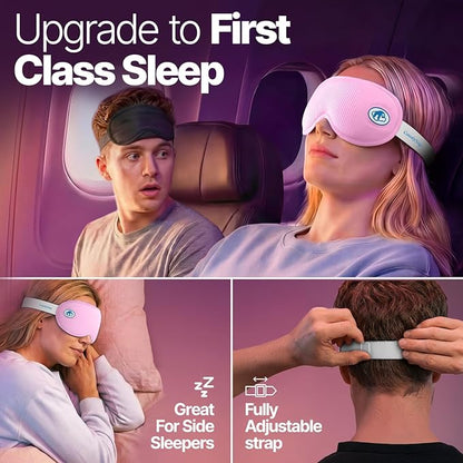 Eye Mask for Sleep with Ultimate Travel Case & Ear Plugs - DeepSpace™ Blackout Sleep Mask for Women Men, Side Sleeper Adjustable Eye Cover, Zero Eye Pressure, Memory Foam Eye Mask for Travel